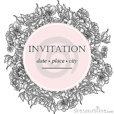 Romantic botanical invitation Stock Photo