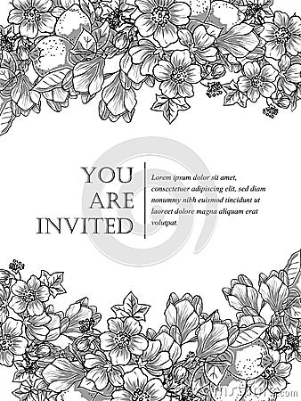 Romantic botanical invitation Stock Photo