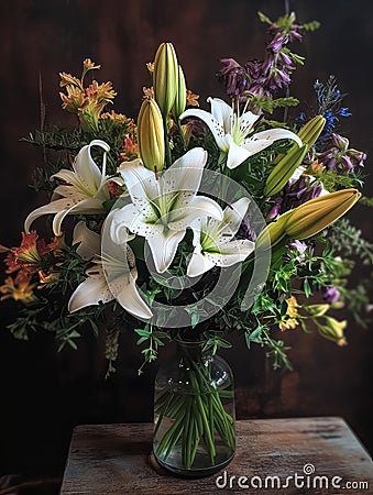 Romantic bouquet with lilies Stock Photo