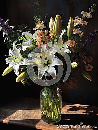 Romantic bouquet with lilies Stock Photo