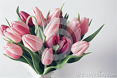 Romantic bouquets of pink tulip flower for wedding or birthday. Stock Photo
