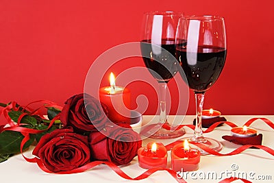 Romantic Candlelight Dinner Concept Horizontal Stock Photo