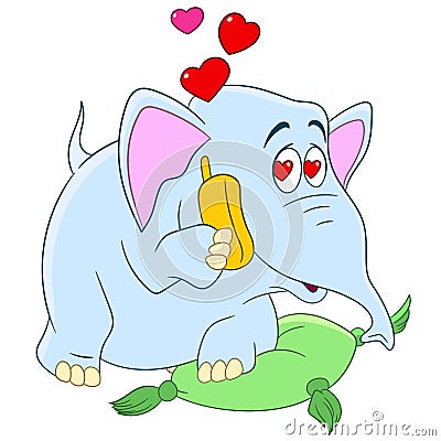 Romantic cartoon elephant Vector Illustration