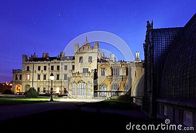 Romantic castle in Lednice Stock Photo