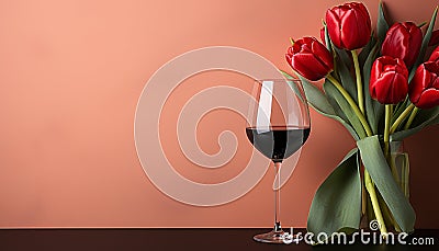 Romantic celebration wine, flowers, love, elegance, freshness, nature, bouquet generated by AI Stock Photo