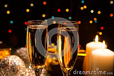 Romantic champagne for Christmas and New Year Stock Photo