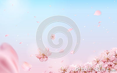 Romantic cherry blossom background Cartoon Illustration