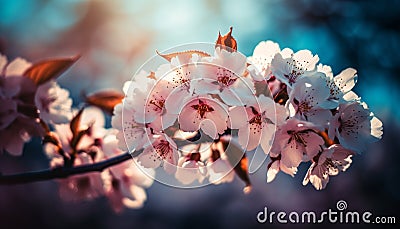 Romantic cherry blossom bouquet, vibrant pink and purple petals generated by AI Stock Photo