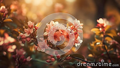 Romantic cherry blossom meadow in full bloom generated by AI Stock Photo