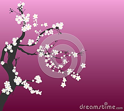 Romantic cherry tree Vector Illustration