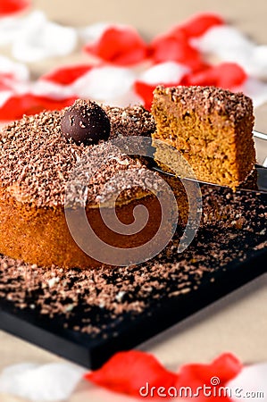 Romantic chocolate cake Stock Photo