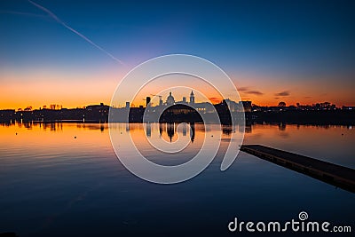 Romantic cityscape at sunset, Mantova or Mantua, Lombardy, Italy. Stock Photo