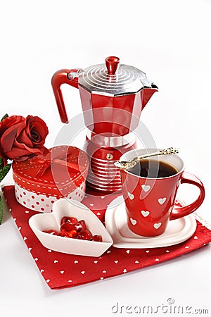Romantic coffee on Valentines Day Stock Photo