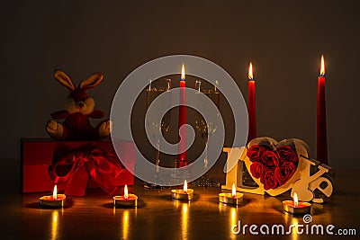 Romantic composition for Valentines day on low light Stock Photo
