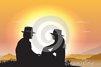 Romantic country couple Vector Illustration