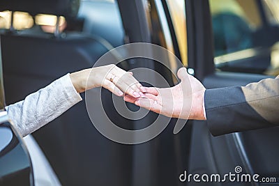 Romantic couple holding hands. Lovers or newlywed married young couple in romance. wedding theme Stock Photo