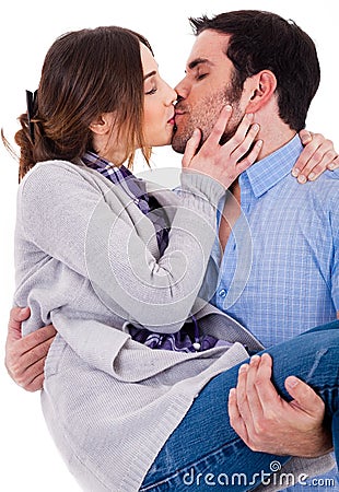 Romantic couple kissing each other Stock Photo