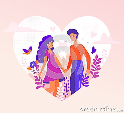 Romantic couple - modern flat design style illustration Vector Illustration