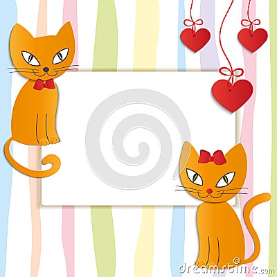 Romantic couple of two loving cats - Illustration, . Stock Photo