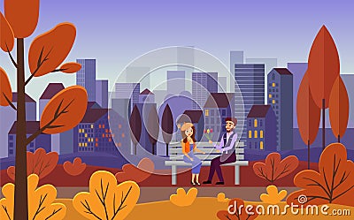 Romantic date, city leisure vector illustration Vector Illustration