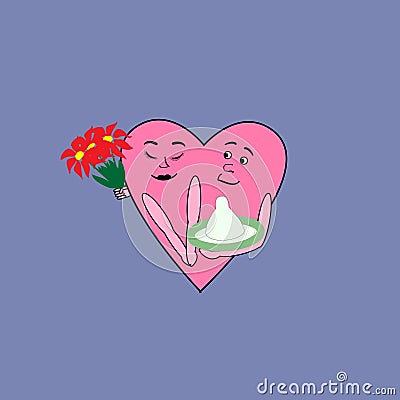 Romantic date of love couple Vector Illustration