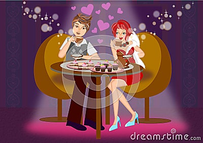 Romantic dating Cartoon Illustration