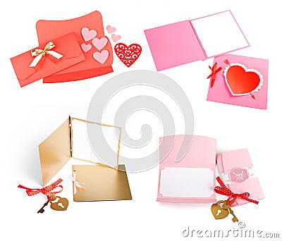 Romantic design set. To be used for postcards, invitations, card Stock Photo