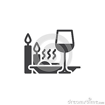 Romantic dinner with candles icon vector Vector Illustration