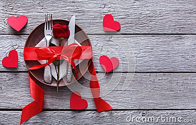 Romantic dinner concept. Valentine day or proposal background Stock Photo