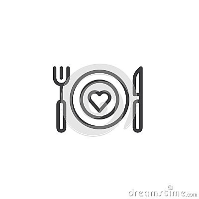 Romantic dinner line icon Vector Illustration