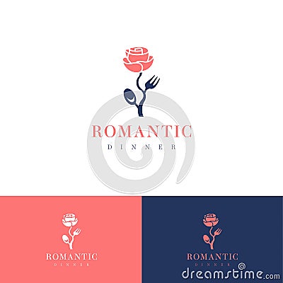 Romantic dinner logo icon design vector concept Stock Photo