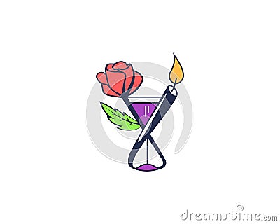 Romantic dinner logo icon design vector illustration Cartoon Illustration