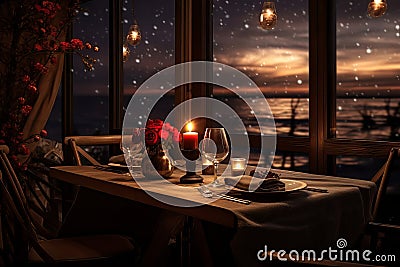 Romantic dinner at the restaurant. Valentine's Day Stock Photo