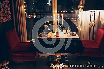 Romantic dinner for two. Stock Photo