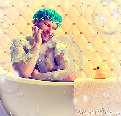 Romantic dreamer taking bath Stock Photo