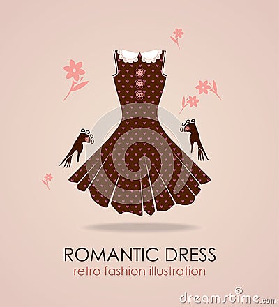 Romantic dress. Cartoon Illustration