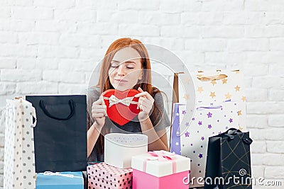 Romantic emotional girl enjoys holiday time Stock Photo