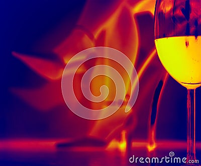 Romantic evening with a glass of wine - Infrared Stock Photo