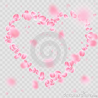 Romantic falling flower petals heart shape. EPS 10 vector Vector Illustration