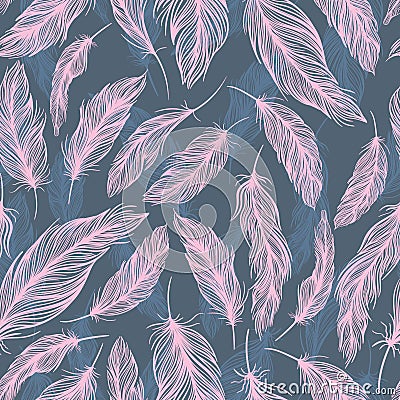 Romantic Feather Vector Pattern Vector Illustration