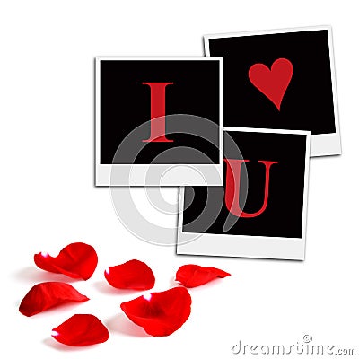 Romantic Film Frames and Rose Petals Stock Photo