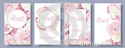 Romantic flowers banner set Vector Illustration