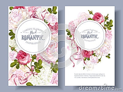 Romantic garden banners Vector Illustration