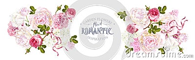 Romantic garden horizontal Vector Illustration