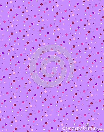 Romantic geometric seamless pattern of white, lilac and red polka dots isolated on a pink lilac background Stock Photo