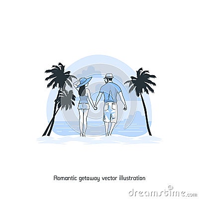 Romantic getaway, love vector illustration. Ui/Ux. Premium quality. Vector Illustration