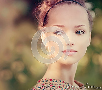 Romantic Girl Outdoor Stock Photo