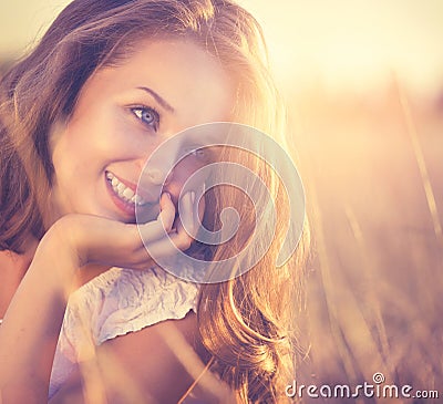 Romantic Girl Outdoor Stock Photo