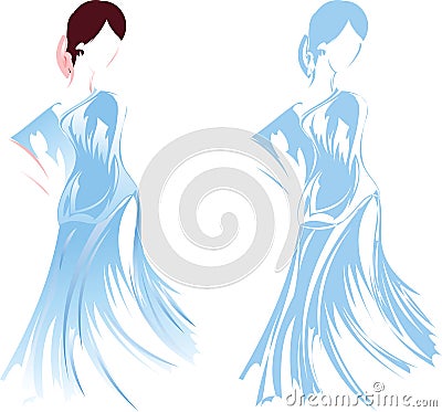 Romantic Girl Sketch Vector Illustration