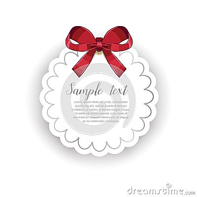 Romantic greeting card template with ribbon Vector Illustration